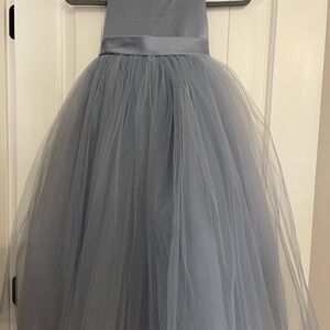 Girl's Dusty Blue Tulle Formal Dress with Satin Waistband size 8 like new